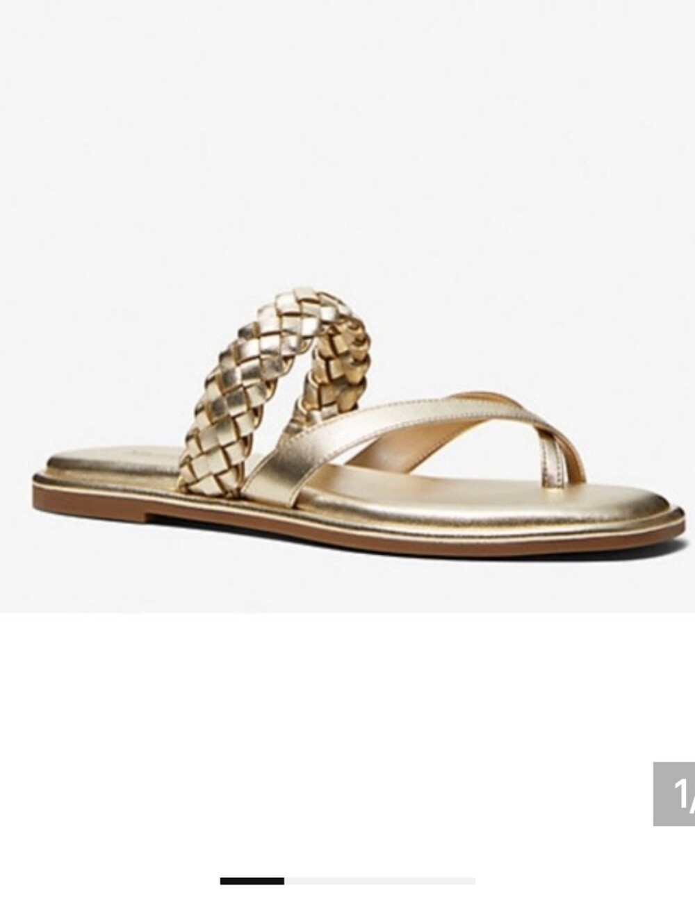 NWT Michael KORS Alba Thong Sandal Gold Braided Strap Flat Sandal